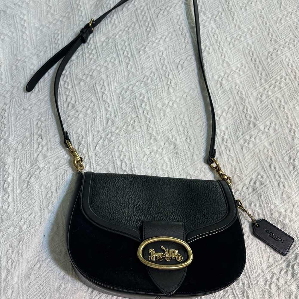 Coach Black Crossbody Bag with Gold Accents